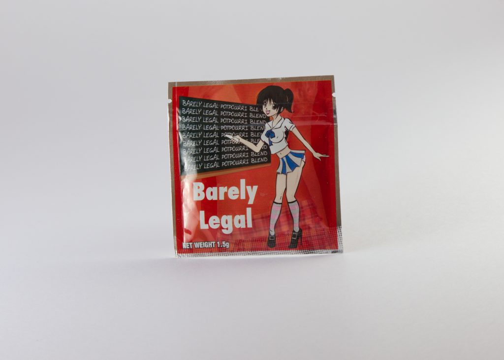 Barely Legal Incense in a stylish package, featuring a distinctive design and label, showcasing the product's premium quality