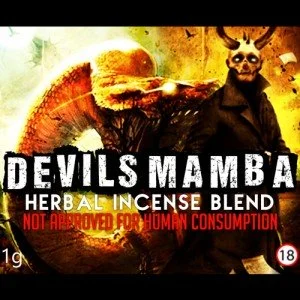 Herbal Incense Devils Mamba packaging featuring vibrant colors that reflect its bold and invigorating aroma