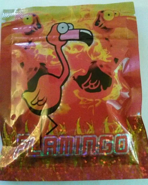 Flamingo Herbal Incense package featuring bright, colorful artwork with playful flamingo imagery, reflecting the product's lively and invigorating aroma.