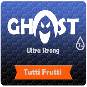 Bottle of GHOST Tutti Frutti Liquid Herbal Incense 7ml with a colorful label