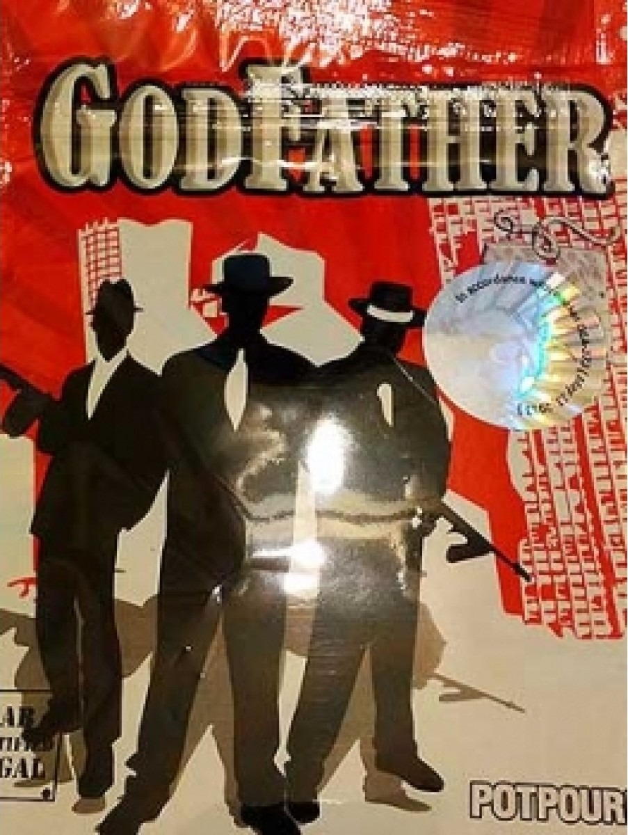 GodFather Herbal Incense in a bold package, offering a strong and exotic aroma for an intense aromatic experience.