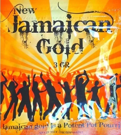 A package of Jamaican Gold Herbal Incense, showcasing its rich, exotic aroma and premium quality for relaxation and meditation